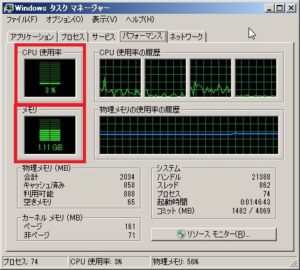 CPUメモリ画面